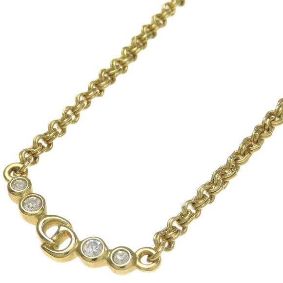Christian Dior CD Logo Rhinestone Necklace, Metal, Women's - Picture 1 of 5